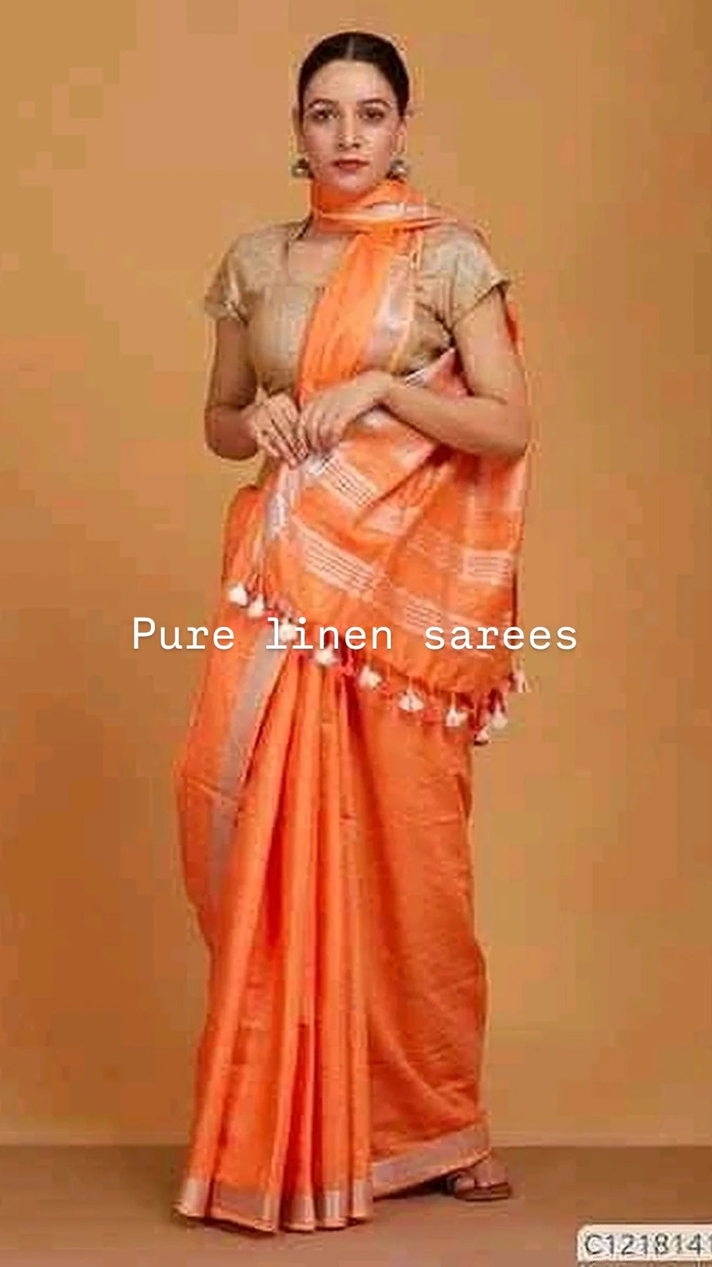 Handwoven Pure Linen Saree