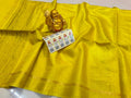 Yellow Handwoven Munga Silk Saree | Golden Zari Border | Silk Mark Certified